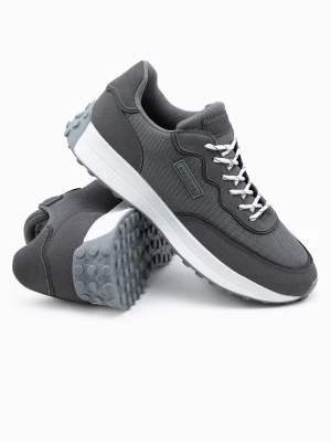 Buty męskie sneakersy z łączonych materiałów - ciemnoszare V1 OM-FOSL-0110
 -                                    40