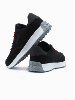 Buty męskie sneakersy z łączonych materiałów - czarne V3 OM-FOSL-0110
 -                                    40