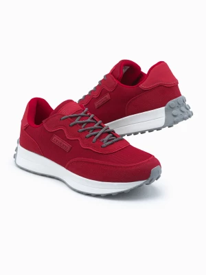 Buty męskie sneakersy z łączonych materiałów - czerwone V2 OM-FOSL-0110
 -                                    40