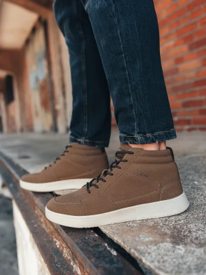 Buty męskie sneakersy za kostkę - brązowe V1 - Rozmiar: 40 Ombre Clothing