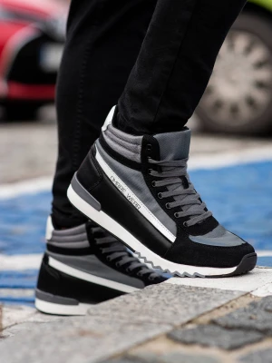 Buty męskie sneakersy za kostkę - szare V1 - Rozmiar: 41 Ombre Clothing