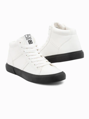 Zdjęcie produktu Buty męskie sneakersy za kostkę z kontrastową podeszwą - białe V1 - Rozmiar: 40 Ombre Clothing