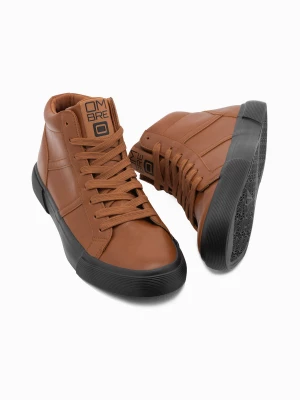 Buty męskie sneakersy za kostkę z kontrastową podeszwą - camel V5 OM-FOTH-0124
 -                                    41