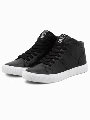 Buty męskie sneakersy za kostkę z kontrastową podeszwą - czarne V6 OM-FOTH-0124
 -                                    40