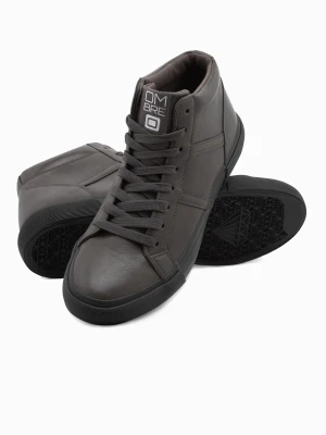 Buty męskie sneakersy za kostkę z kontrastową podeszwą - grafitowe V3 - Rozmiar: 40 Ombre Clothing