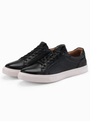 Zdjęcie produktu Buty męskie sneakersy ze skóry ekologicznej – czarne V2 - Rozmiar: 41 Ombre Clothing