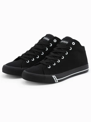 Buty męskie trampki z kontrastującymi elementami - czarne V2 - Rozmiar: 42 Ombre Clothing