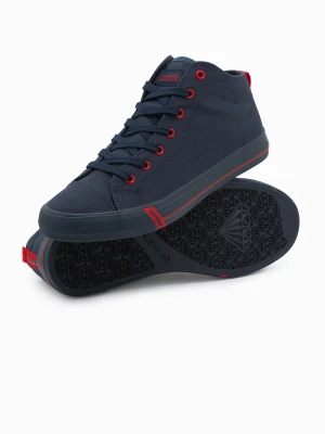 Zdjęcie produktu Buty męskie trampki z kontrastującymi elementami - granatowe V3 - Rozmiar: 40 Ombre Clothing