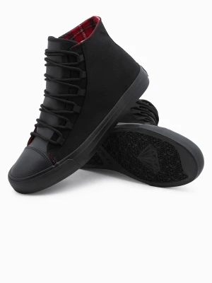 Zdjęcie produktu Buty męskie trampki z łączonych materiałów - czarne V1 - Rozmiar: 42 Ombre Clothing