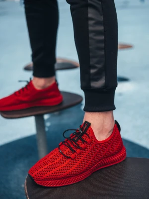Buty męskie wsuwane sneakersy z siateczki - czerwone V2 OM-FOKS-0117
 -                                    40 Ombre