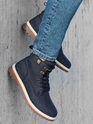 Buty męskie zimowe trapery - granatowe V3 - Rozmiar: 41 Ombre Clothing