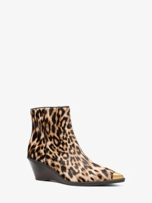 Buty na koturnie Austin ze skóry cielęcej w lamparci wzór Michael Kors