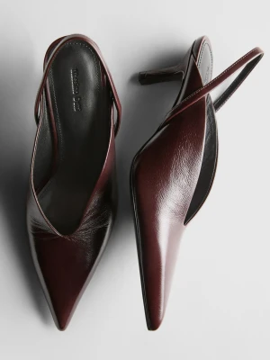 Buty Na Obcasie Bez Pięty - Bordowy - - Massimo Dutti - Kobieta