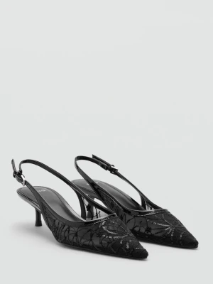 Buty na obcasie kaczuszka z cekinami czarny - Kobieta - - MANGO