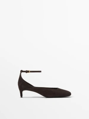 Buty Na Obcasie Z Kwadratowym Wycięciem - Brązowy - - Massimo Dutti - Kobieta