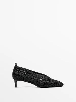 Buty Na Obcasie Z Plecionej Skóry - Czarny - Massimo Dutti - Female