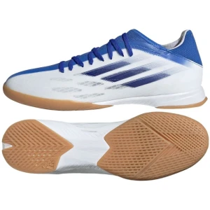 Buty piłkarskie adidas X Speedflow.3 In GW7491 Biało-Niebieskie białe białe