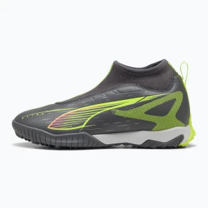 Buty piłkarskie dziecięce PUMA Ultra 5 Match+ LL TT + Mid Jr matte aged silver/yellow alert/puma aged silver