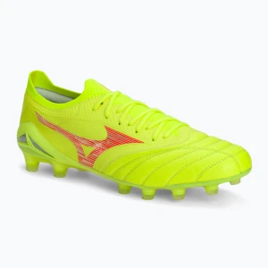 Buty piłkarskie męskie Mizuno Morelia Neo IV Β Elite MD safety yellow/fiery coral 2/galaxy silver