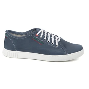 Buty Polbut Skórzane Sneakersy Męskie Model 2129 granatowe niebieskie