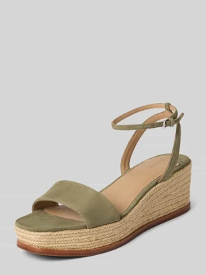 Buty skórzane na koturnie z detalem z logo model ‘LEONA’ Lauren Ralph Lauren