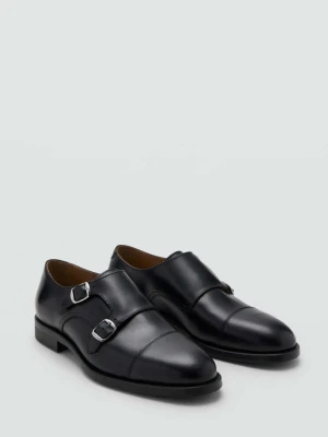Buty skórzane z dwiema sprzączkami czarny - Mężczyzna - - MANGO MAN
