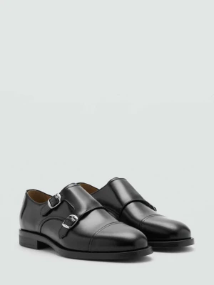 Buty skórzane z dwiema sprzączkami czarny - Mężczyzna - - MANGO MAN