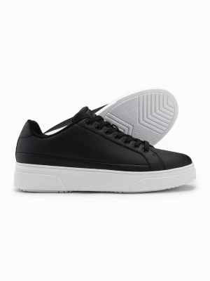 Buty sneakersy męskie z ekoskóry na grubej podeszwie – czarne V5 OM-FOSL-0166
 -                                    40