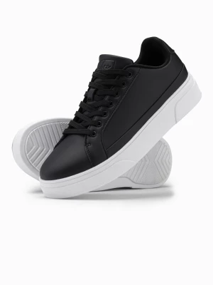 Buty sneakersy męskie z ekoskóry na grubej podeszwie – czarne V5 OM-FOSL-0166
 -                                    40