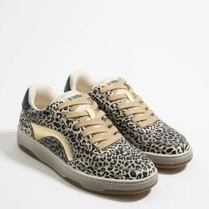 Buty sportowe cupsole skóra print Leopard beżowe BIMBA Y LOLA