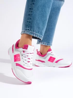 Buty sportowe damskie biało różowe Shelvt