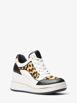 Buty sportowe Emmy na koturnie ze skóry i cielęcej skóry w lamparci wzór MICHAEL Michael Kors