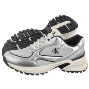 Buty Sportowe Hike Runner Laceup Mesh Mix Met Silver/Black/Marshmallow YM0YM01402 0IX (CK708-a) Calvin Klein
