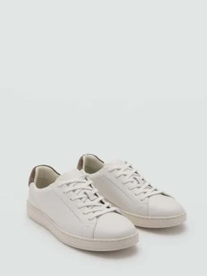 Buty sportowe skórzane z kontrastowymi wstawkami biały - Mężczyzna - - MANGO MAN