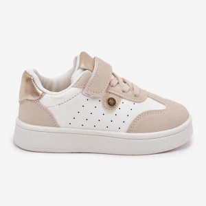 Buty Sportowe Sneakersy Dziewczęce Na Rzep Beżowe beżowy Inna marka