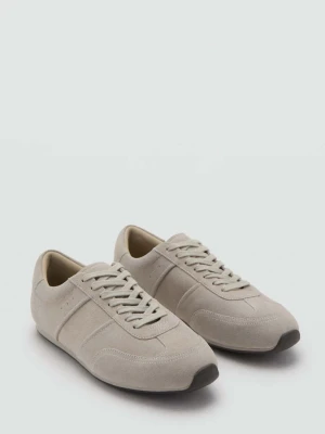 Buty sportowe ze skóry dwoiny szary - Mężczyzna - - MANGO MAN