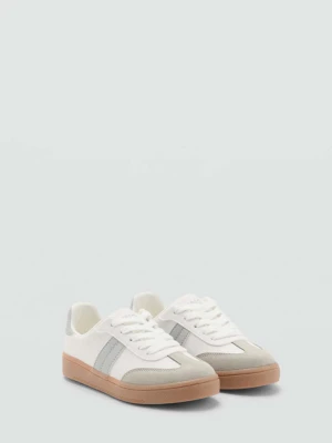 Buty sportowe ze skórzanymi wstawkami biały - Dzieci - - MANGO KIDS