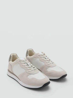 Buty sportowe ze skórzanymi wstawkami biały - Mężczyzna - - MANGO MAN