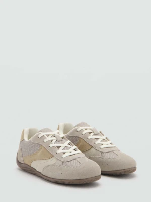 Buty sportowe ze skórzanymi wstawkami szary - Dzieci - - MANGO KIDS