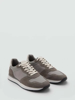 Buty sportowe ze skórzanymi wstawkami szary - Mężczyzna - - MANGO MAN