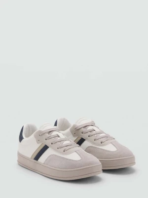 Buty sportowe ze skórzanymi wstawkami złamana biel - Dzieci - - MANGO KIDS