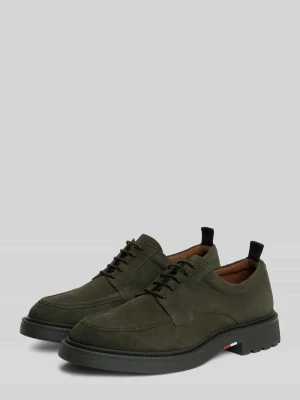 Buty sznurowane z naturalnej skóry z wytłoczonym logo Tommy Hilfiger Oliwkowy