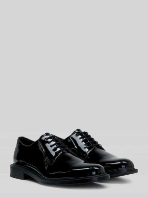 Buty sznurowane ze skóry bydlęcej nappa z efektem lakierowania Hugo Czarny