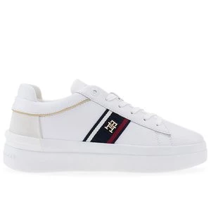 Buty Tommy Hilfiger Signature Leather Monogram Court FW0FW07387-YBS - białe