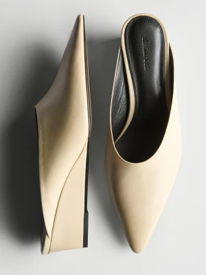 Buty Typu Mules Na Koturnie - Beżowy - - Massimo Dutti - Kobieta