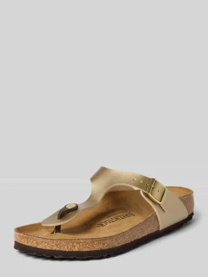 Buty wsuwane z materiału skóropodobnego model 'Gizeh' Birkenstock Złoty