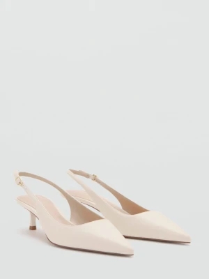 Buty z noskiem w szpic na obcasie kaczuszka kremowy / écru - Kobieta - - MANGO
