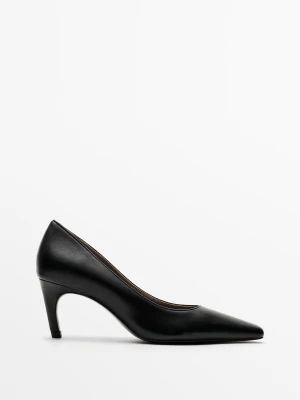 Buty Z Wysokim Obcasem Ze Skóry - Czarny - Massimo Dutti - Female