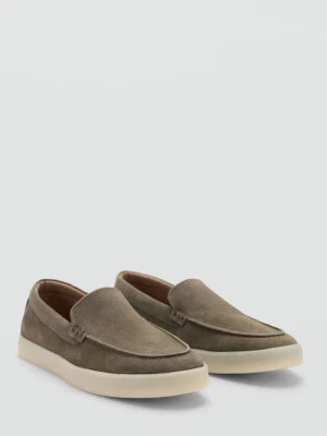 Buty ze skóry dwoiny khaki - Mężczyzna - - MANGO MAN