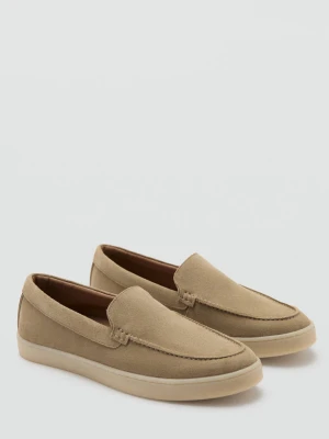 Buty ze skóry dwoiny piaskowy - Mężczyzna - - MANGO MAN